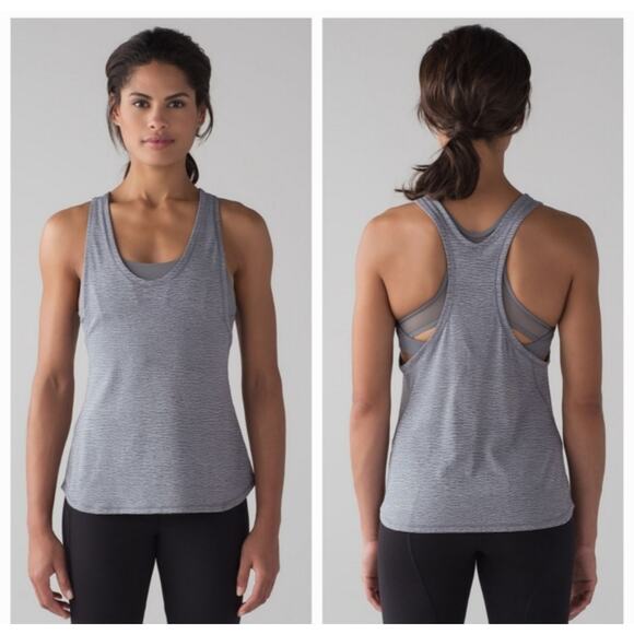 Lululemon Glide and Stride Gray Built in Sports Bra/ Running Shirt Size 6, KB451 - Picture 1 of 6